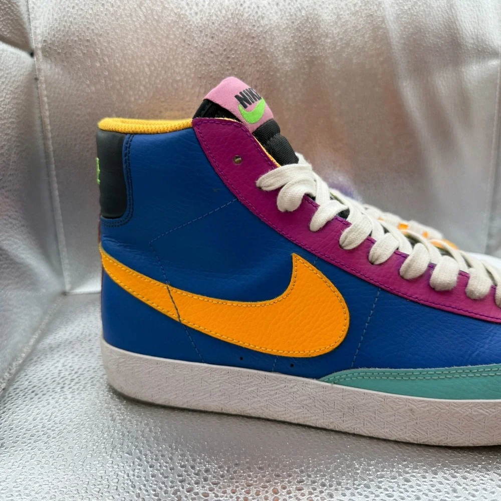 Size 7Y Nike Blazer Mid GS Aurora Purple Orange Boys Lace Up Snaekers CZ9441-400